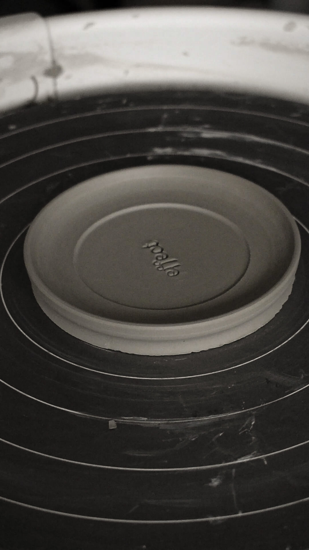 A saucer with effect engraved into it